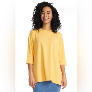 Sunny Yellow 3/4 Sleeve Cotton Women's Top